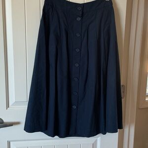 Talbots classic cotton poplin button front midi skirt